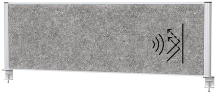 Scheidingswand MAUL akoestiek 160x50 donkergrijs alum.frame tafelklem