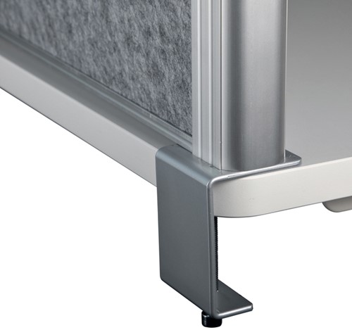 Scheidingswand MAUL akoestiek 160x50 donkergrijs alum.frame tafelklem-2
