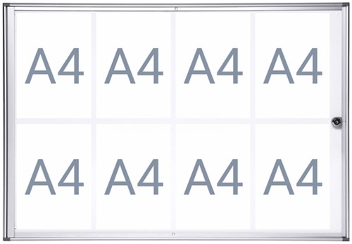 Binnenvitrine wand MAULextraslim whiteboard 8xA4 met slot