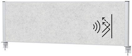 Scheidingswand MAUL akoestiek 160x50 lichtgrijs alum.frame tafelklem