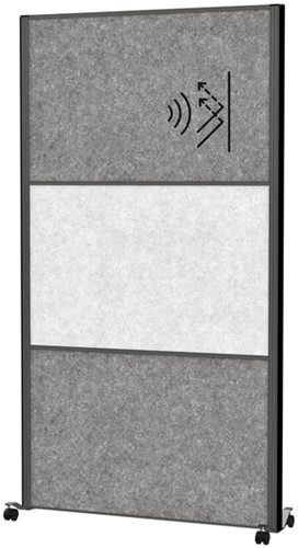 Scheidingswand MAUL akoestiek 100x180 2xdonker- 1xlichtgrijs antrac.frame mobiel