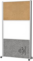 Scheidingswand MAUL akoestiek 100x180 akoest whiteb kurk alum.frame mobiel