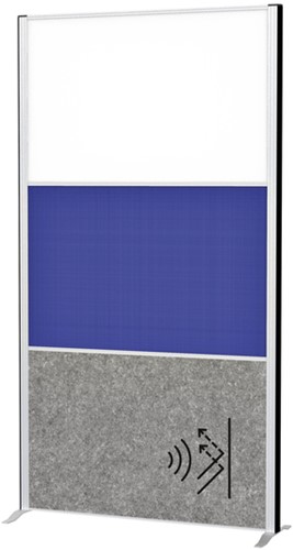 Scheidingswand MAUL akoestiek 100x180 akoest whiteb textiel alum.frame op voet