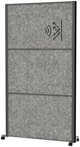 Scheidingswand MAUL akoestiek Uplight 100x180 donkergrijs antraciet frame mobiel