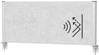 Scheidingswand MAUL akoestiek 120x50 lichtgrijs alum.frame tafelklem