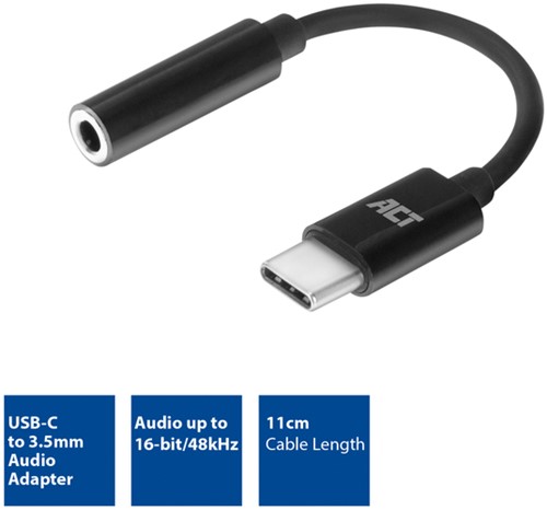 Adapter ACT USB-C naar 3.5mm audio jack 0.1 meter-3