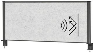 Scheidingswand MAUL akoestiek 120x50 lichtgrijs antrac.frame tafelklem