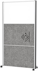 Scheidingswand MAUL akoestiek 100x180 2xdonker- 1xwhiteboard alum.frame mobiel