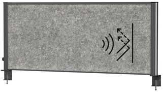 Scheidingswand MAUL akoestiek Uplight 120x50 donkergrijs antrac.frame tafelklem