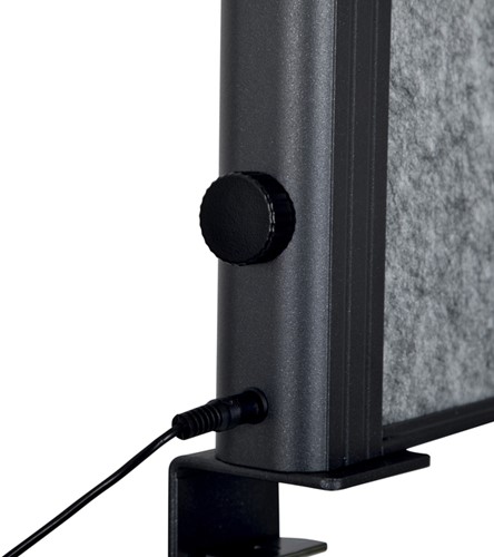 Scheidingswand MAUL akoestiek Uplight 120x50 donkergrijs antrac.frame tafelklem-1