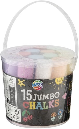 Stoepkrijt Moxy emmer 15 stuks assorti