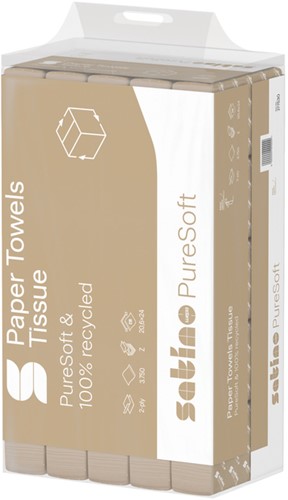 Handdoek Satino PT2 PureSoft z-vouw 2-laags 206x240mm 25x150 vel naturel 277530-3
