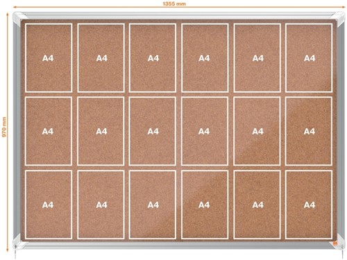 Binnenvitrine Nobo Premium Plus 18xA4 schuifdeur kurk-2