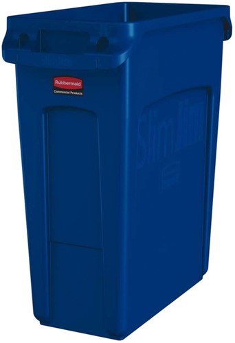 Afvalbak Rubbermaid Slim Jim Vented met luchtsleuven 60 liter blauw