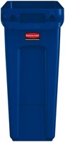 Afvalbak Rubbermaid Slim Jim Vented met luchtsleuven 60 liter blauw-2