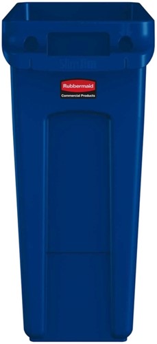 Afvalbak Rubbermaid Slim Jim Vented met luchtsleuven 60 liter blauw-2