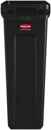 Afvalbak Rubbermaid Slim Jim Vented met luchtsleuven 87 liter zwart