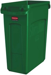Afvalbak Rubbermaid Slim Jim Vented met luchtsleuven 60 liter groen