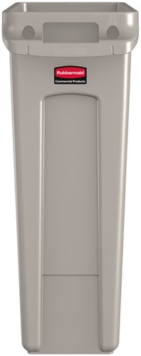 Afvalbak Rubbermaid Slim Jim Vented met luchtsleuven 60 liter beige-2