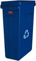 Afvalbak Rubbermaid Slim Jim Vented met luchtsleuven 87 liter blauw