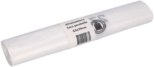 Afvalzak Cleaninq 63x70cm HDPE recycled T15 50L transparant rol à 25 stuks