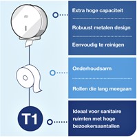 Toiletpapierdispenser Tork T1 jumbo wit 246040-3