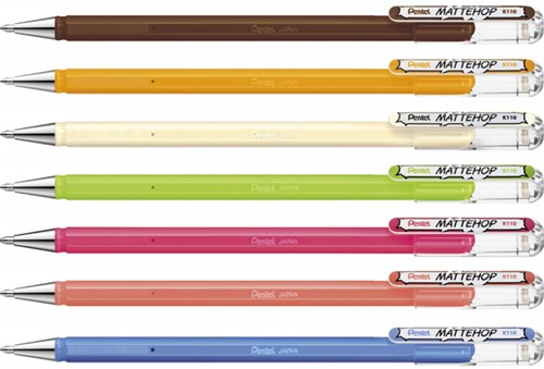 Gelschrijver Pentel K110 Mattehop Fun Sweet M assorti blister à 7st-1