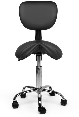 Zadelkruk Office rugleuning laag harde wielen zw-2