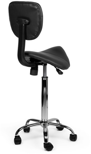 Zadelkruk Office rugleuning hoog harde wielen zw-1