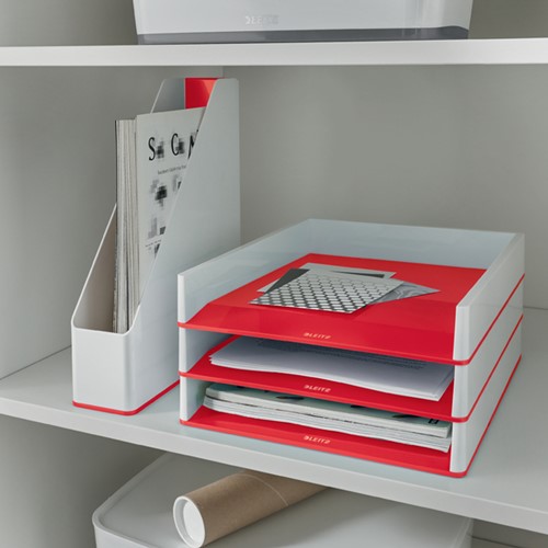 Brievenbak Leitz WOW A4 wit/rood-3