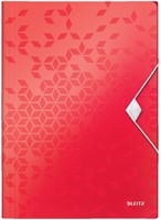 Elastomap Leitz WOW A4 3 kleppen PP rood