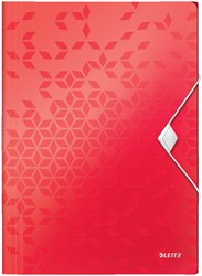 Elastomap Leitz WOW A4 3 kleppen PP rood