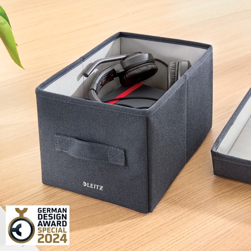 Opbergdoos Leitz gestoffeerd met deksel 190x160x285mm grijs 2 st-3