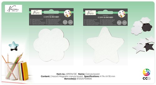 Canvas Nassau fine art ster en bloem 7,5cm magnetisch 4 stuks-2