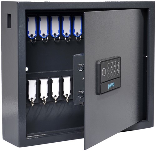 Sleutelkast Pavo High security Magnettag met fingerprintslot 20 haken 350x410x100mm