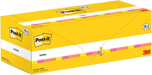 Memoblok 3M Post-it 654-COL 76x76mm kleur ass voordeelpak-1