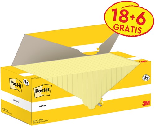 Memoblok 3M Post-it 655-CY 76x127mm geel voordeelpak