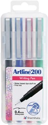 Fineliner Artline 200 rond fijn asssorti 4 stuks