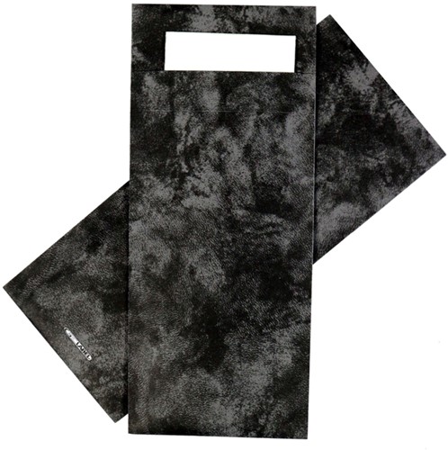Bestekzakje IEZZY 190x85mm zwart gemarmerd met wit servet 500st