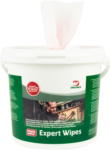 Reinigingsdoek Dreumex Expert Wipes emmer 130 stuks wit