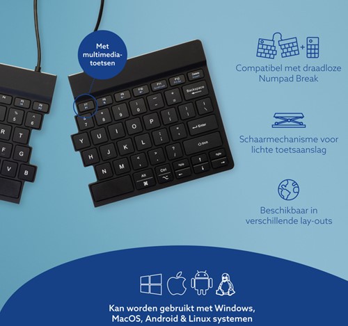 Toetsenbord R-Go Split Break QWERTY WL zwart-4