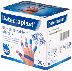 Waterafstotende blauwe pleister Detectaplast assorti 100 stuks