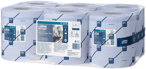 Poetspapier Tork M4 Reflex Plus Advanced 2-laags 450 vel blauw 473391