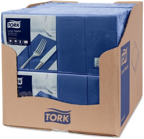Lunchservet Tork Advanced 1/8 vouw 2-laags 328x325mm 200 vel donkerblauw 477421-1