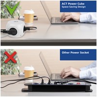 Stekkerblok ACT 3 voudig  inclusief 2x USB C/A 1.5 meter wit/grijs-10