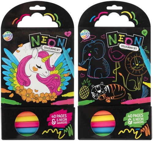 Colouring Book 15x15 cm 40 sheets 5 neon markers-3