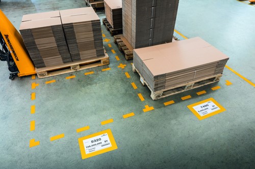 Vloersticker Durable kader voor A4 documenten verwijderbaar geel 10 stuks-2