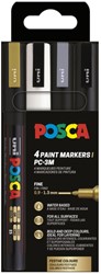 Paintmarker Uni POSCA PC3M fijn assorti set à 4 stuks