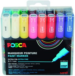 Paintmarker Uni POSCA PC1MC extra fijn assorti set à 16 stuks