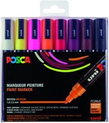 Paintmarker Uni POSCA PC5M medium warm assorti set à 8 stuks